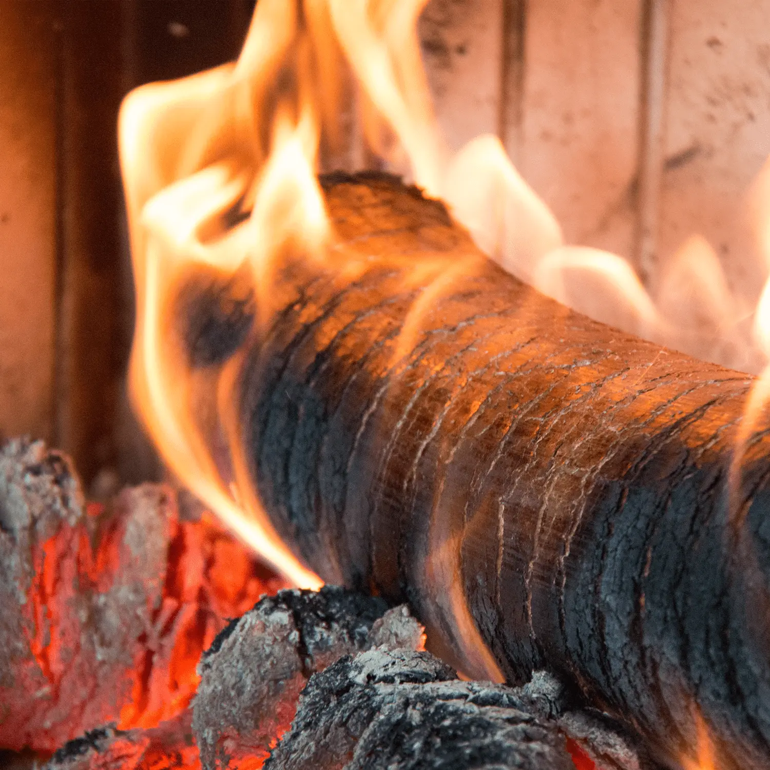 HEIZFUXX wood briquettes in a wood stove